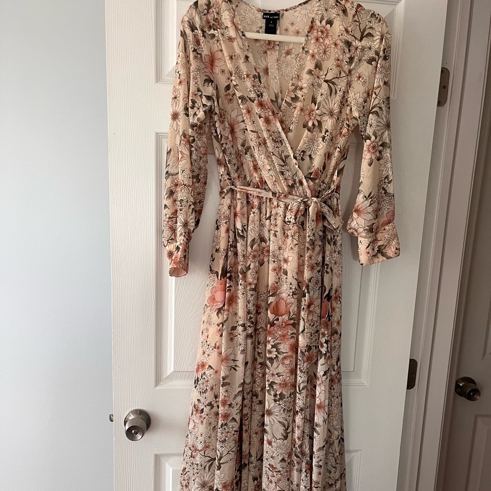 Summer floral nude/pink maxi dress
